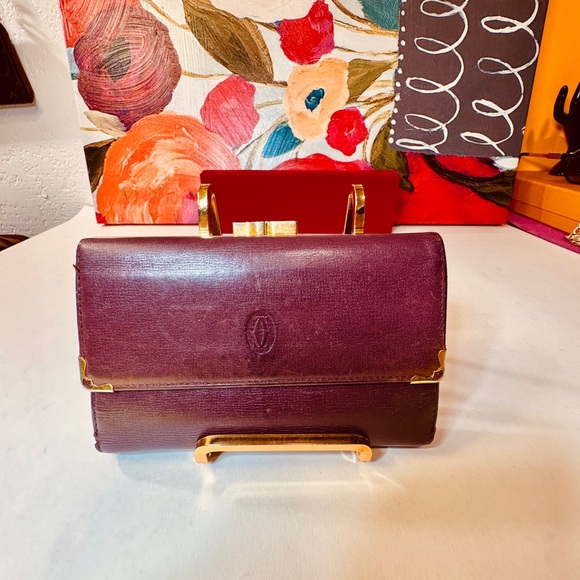 Handbags - Cartier Must de Cartier trifold long  wallet Leather Burgundy Leather